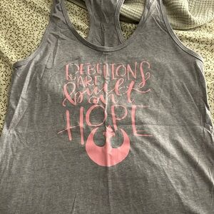 Gray and Pink Sleeveless Florence + The Machine Tank Top